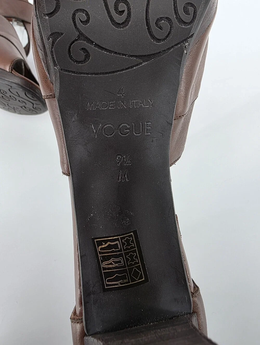 Brighton Vogue Brown Leather Sandals Heels, Sz 9.5